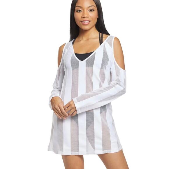 NWT Kenneth Cole Reaction White Mesh Swim Coverup - Picture 1 of 6
